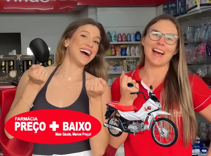 Comprou, economizou e ainda pode sair de moto na Farmácia Preço Mais Baixo