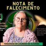 A Funerária Alta Floresta comunica o falecimento da Senhora Terezinha de Lourdes de Oliveira