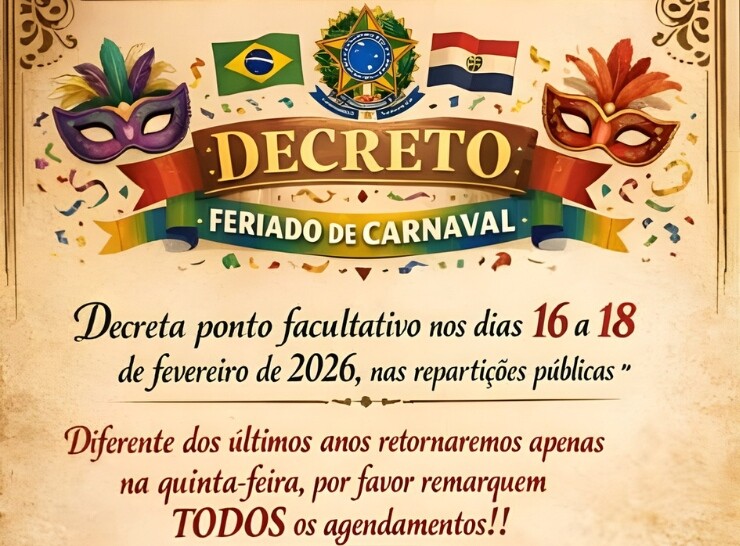 Prefeito Gio Damo decreta ponto facultativo de 16 a 18 de fevereiro em Alta Floresta