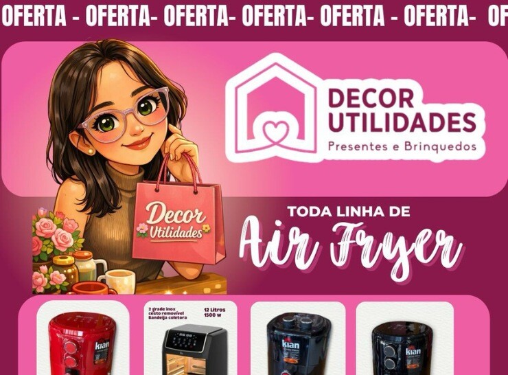 Promoção toda linha de Air Fryer com 25% de descontos na Decor Utlidades, confira!