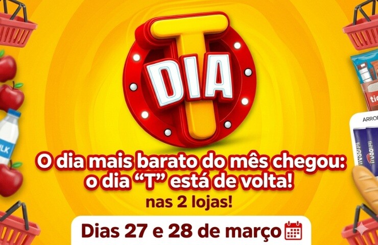 🚨 O dia mais barato do mês chegou: o dia “T” está de volta! nas 2 lojas!