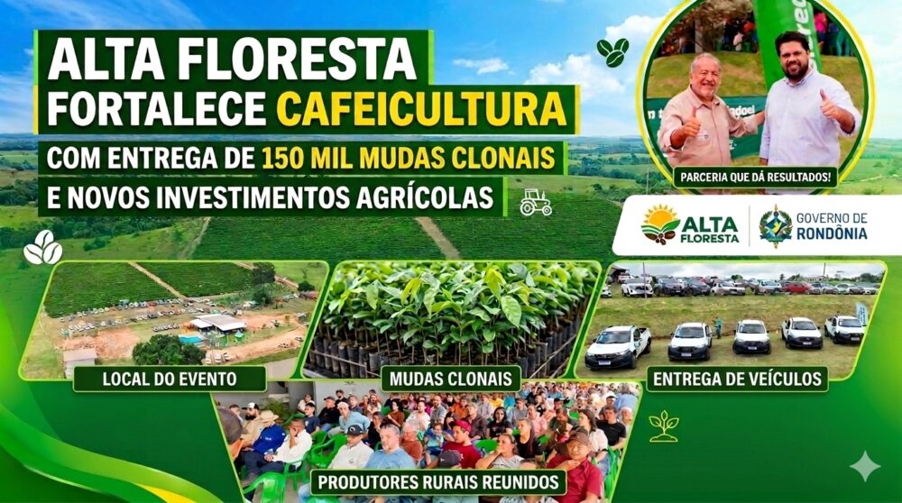 Alta Floresta fortalece cafeicultura com entrega de 150 mil mudas clonais e novos investimentos agrícolas