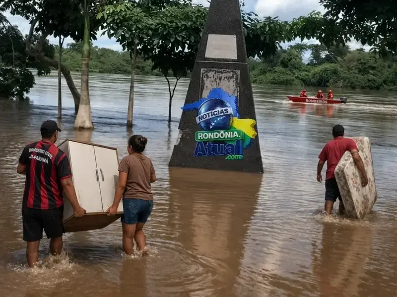 Rio Machado sobe e coloca moradores em atenção em Ji-Paraná