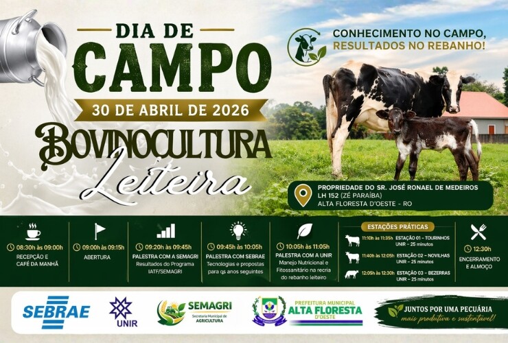 Dia de Campo destaca avanços na Bovinocultura Leiteira em Alta Floresta D’Oeste