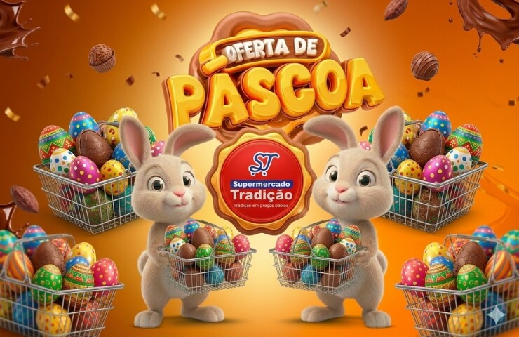 🐰Promoção de Páscoa Supermercado Tradição: para tudo e vem conferir!