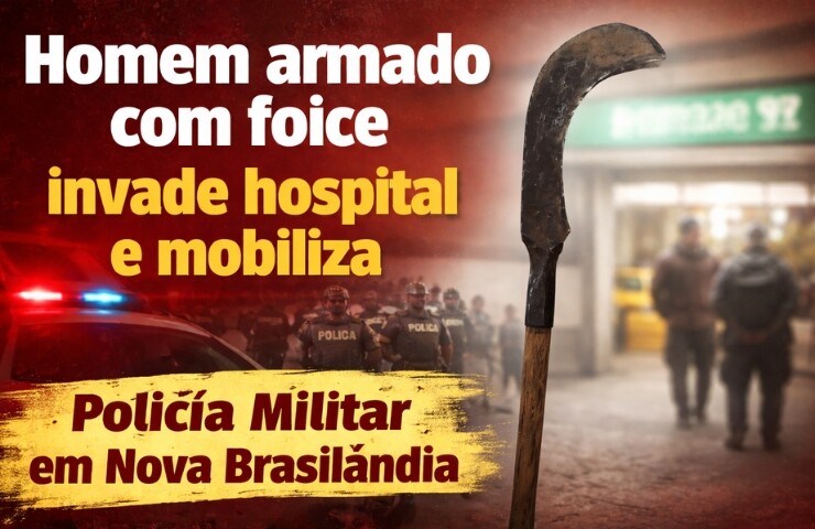 Homem armado com foice invade hospital e mobiliza Polícia Militar em Nova Brasilândia