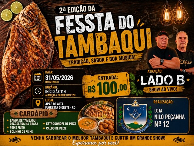 🎣 2ª Edição da Festa do Tambaqui promete sabor e música ao vivo em Alta Floresta d'Oeste