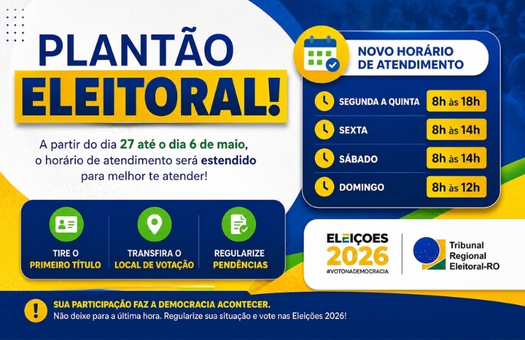 Plantão eleitoral amplia atendimento para regularização de títulos até maio