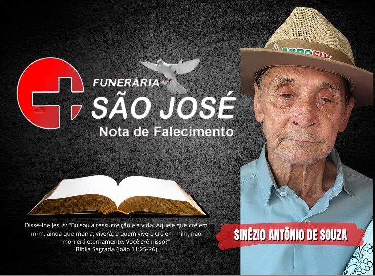 A Funerária Pax São José comunica o falecimento de Sinézio Antônio De Souza
