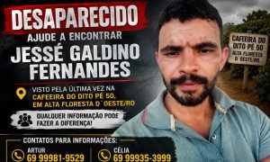 Desaparecido em Alta Floresta D'Oeste: Família procura por Jessé Galdino Fernandes