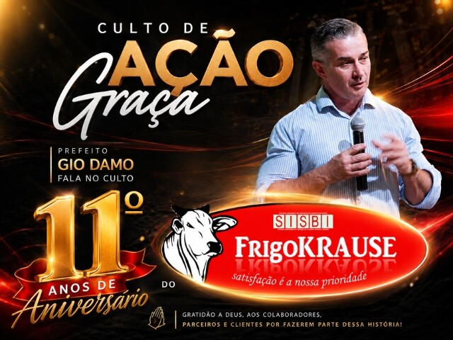 Prefeito Gio Damo participa de Culto de Ação de Graças pelos 11 anos do Frigorífico Krause em Alta Floresta