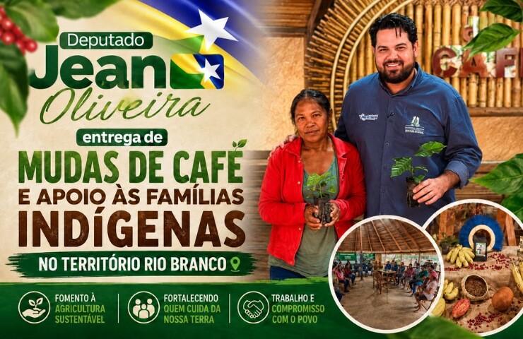 Deputado Jean Oliveira destaca entrega de mudas de café e apoio às famílias indígenas no Território Rio Branco