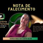 A Funerária Alta Floresta comunica o falecimento da Senhora Maria Iraci da Costa Silva