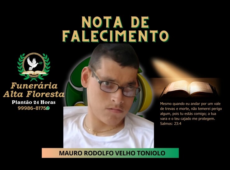 Funerária Alta Floresta comunica o falecimento de Mauro Rodolfo Velho Toniolo