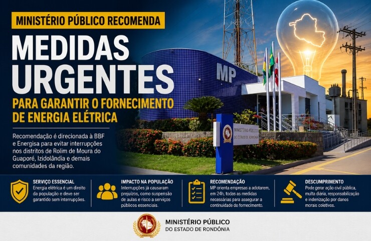Ministério Público recomenda medidas urgentes para garantir fornecimento de energia em distritos de Alta Floresta d’Oeste