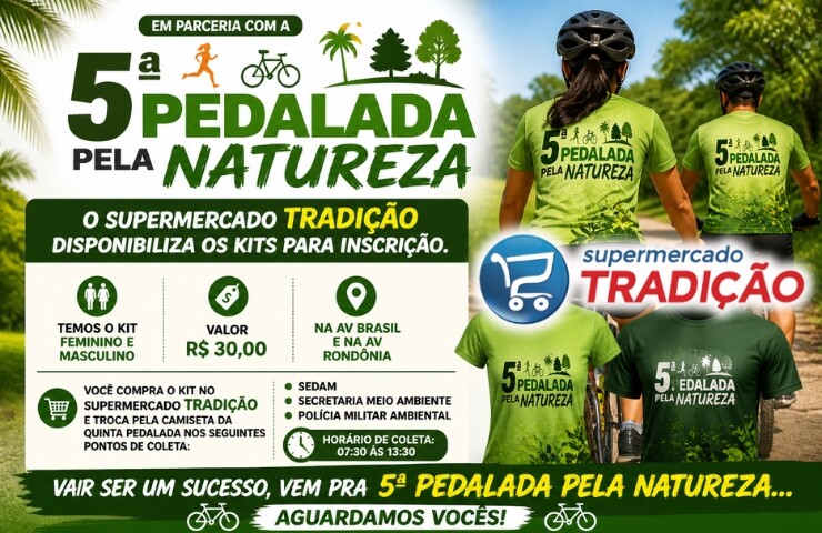 Supermercado Tradição disponibiliza kits para inscrição da 5ª Pedalada Pela Natureza
