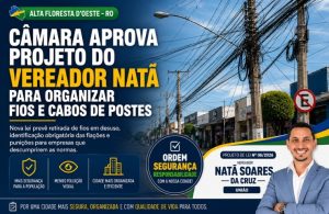 Câmara aprova projeto do vereador Natã Soares para organizar fios e cabos em postes de Alta Floresta D'Oeste
