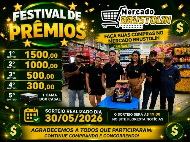 Mercado Brustolin realizou o sorteio do Festival de Prêmios neste sábado com mais de R$ 3 mil em premiações