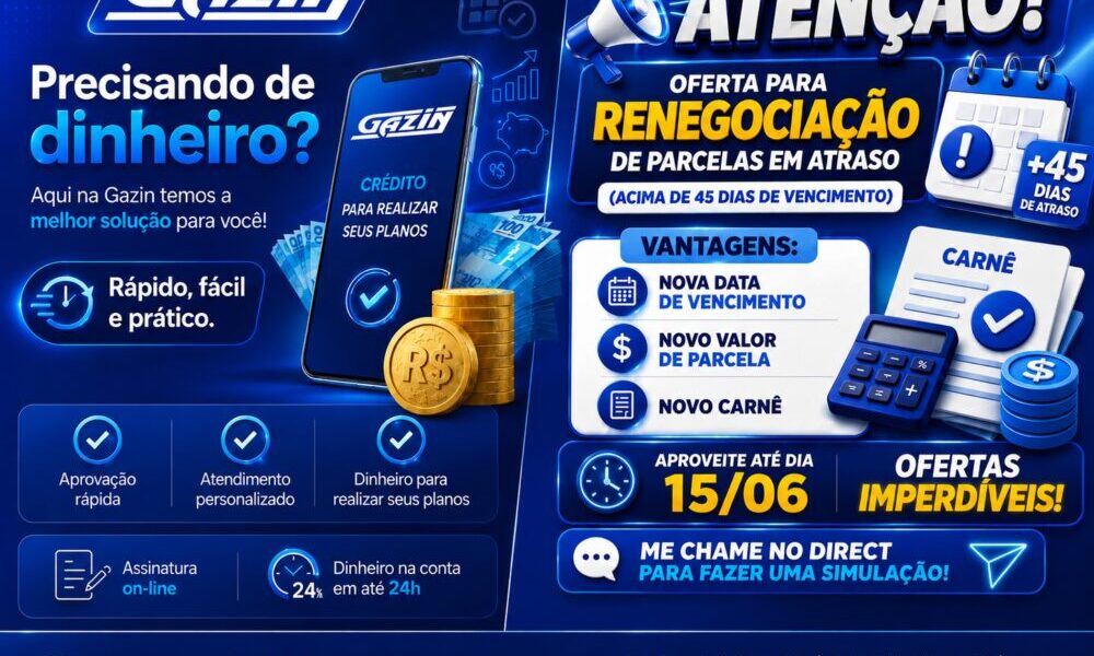 Gazin oferece crédito facilitado e condições especiais para renegociação de parcelas em atraso