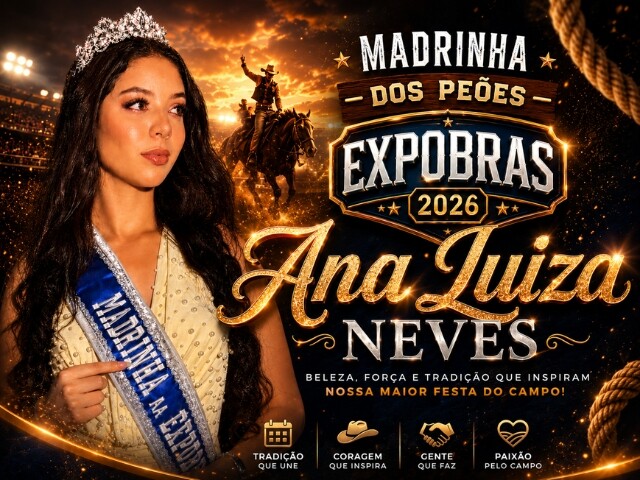 Ana Luiza Neves, Madrinha dos Peões da Expobras 2026, no desfile da Garota Expoalta 2026