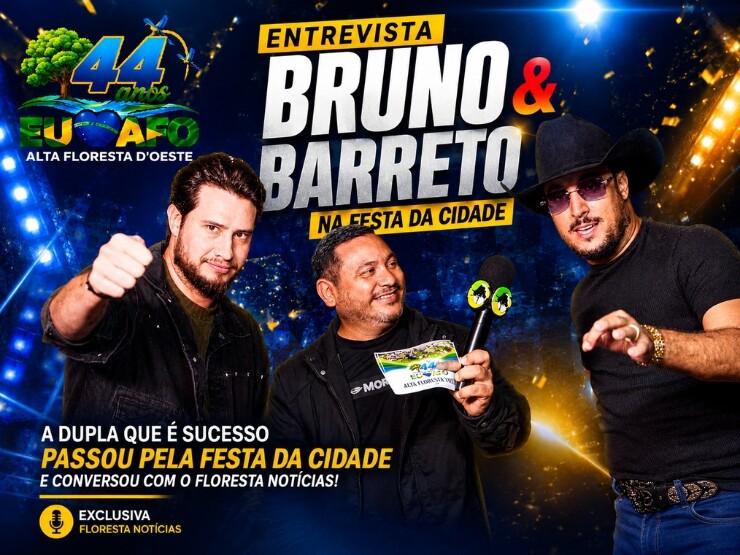 Entrevista com Bruno me Barreto no Camarim da Festa da Cidade, 44 Anos de Alta Floresta D´Oeste