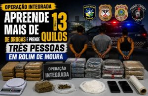 Operação integrada apreende mais de 13 quilos de drogas e prende três pessoas em Rolim de Moura