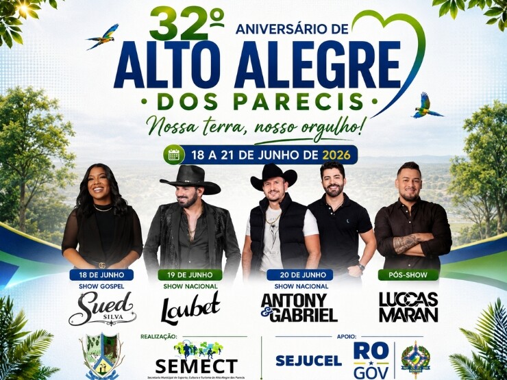 Alto Alegre dos Parecis celebra 32 anos com grande festa e shows nacionais