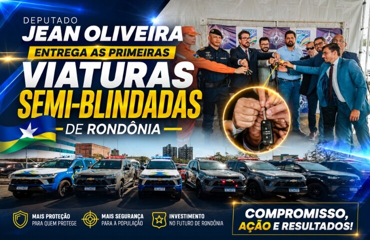“Investir em segurança é proteger vidas”, afirma Jean Oliveira durante entrega das primeiras viaturas semi-blindadas de Rondônia