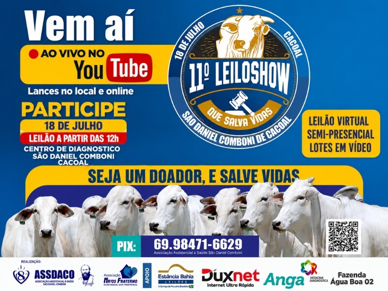 ASSDACO altera data da 11ª edição do LeiloShow e confirma evento para 18 de julho em Cacoal