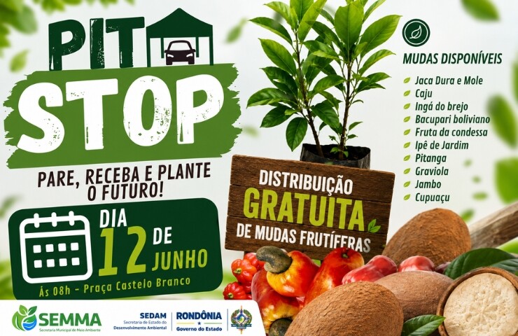 Pit Stop Verde promove distribuição gratuita de mudas frutíferas nesta quinta-feira (12)