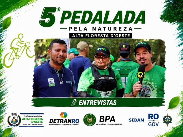 5ª Pedalada Pela Natureza – Vice Prefeito Robson Ugolini entrevista sec. Som e Capitão Cassiano