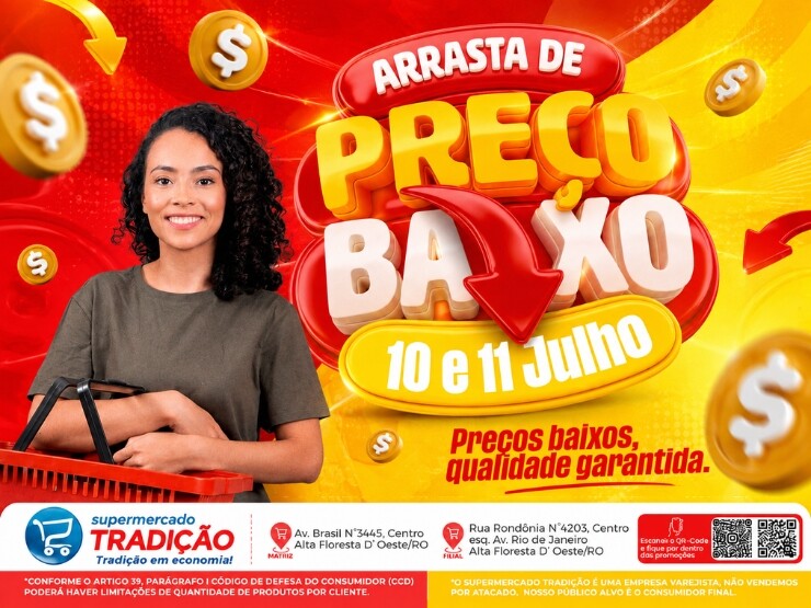 🔥🛒Chegou o arrasta de preços baixos aqui no Supermercado Tradição🔥🛒