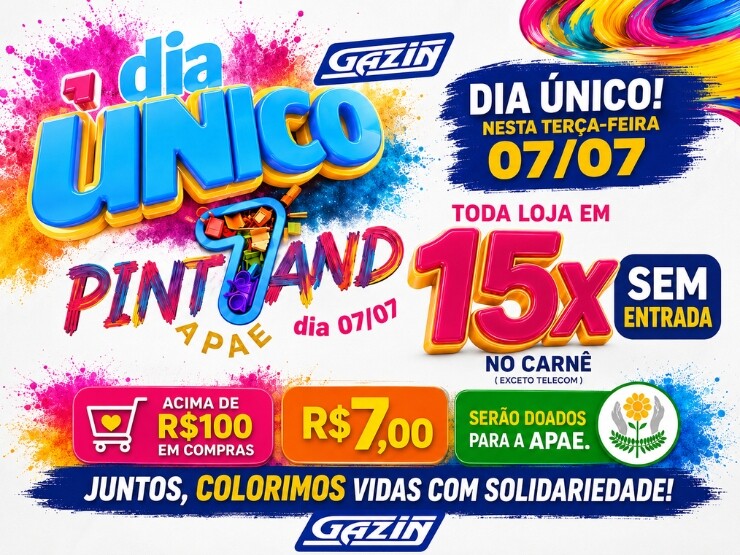 Dia Único Gazin: Pintando a APAE com Solidariedade, nesta terça-feira!