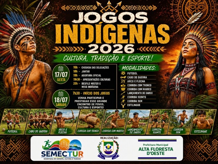 Jogos Indígenas 2026 celebram cultura, tradição e esporte em Alta Floresta D’Oeste