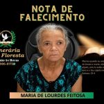 A Funerária Alta Floresta comunica o falecimento da Senhora Maria de Lourdes Feitosa