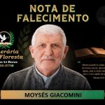 A Funerária Alta Floresta comunica o falecimento do Senhor Moysés Giacomini