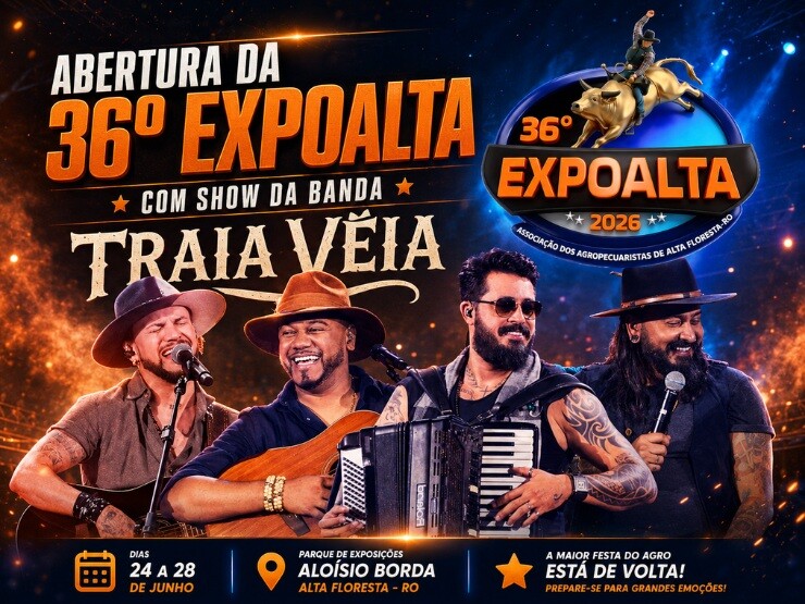 36ª Expoalta começa nesta quarta-feira com rodeio e show da banda Traia Véia